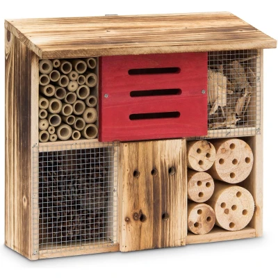 Afbeelding van Relaxdays insectenhotel insectenhuis vlinders bijen nestkastje gevlamd hout A