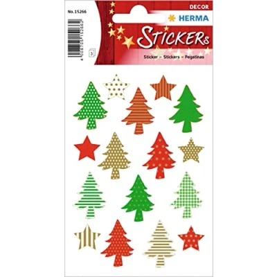 Afbeelding van HERMA 15266 kerststickers, 48 stuks, matte papieren stickers voor kerstdecoratie, geschenken, doe het zelf, adventskalender, stickers, kleurrijk