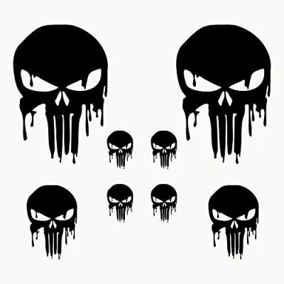 Afbeelding van Autodomy Doodskop stickers, gesmolten schedel, 8 stuks, voor auto of motorfiets (zwart)