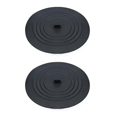 Afbeelding van QWORK® 2 stuks siliconen afvoerstoppen, gootsteenstoppen, badkuipstop, 15 cm, voor keukenspoelbak, badkuip, zwart