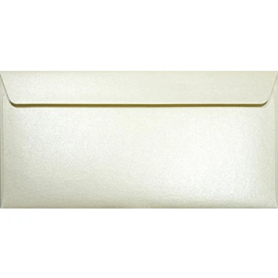 Afbeelding van Netuno 100 enveloppen crème parelmoer lang DL 110x220mm 120g Majestic Candlelight Cream decoratieve elegante voor bruiloft verjaardag doop uitnodigingen wenskaarten