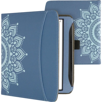 Afbeelding van kwmobile flip cover geschikt voor Pocketbook Era / Color Hoes met handgreep en voorvak e reader Book case in blauw Opkomende Zon design