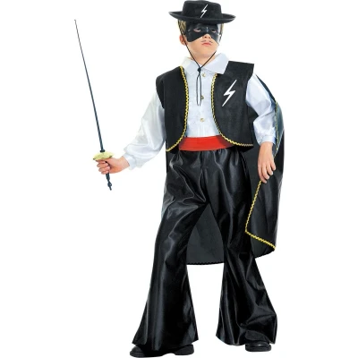 Afbeelding van Widmann Zorro Kostuum Zwarte Ruiter Bandido Jongen Zwart Maat 140 Carnavalskleding Verkleedkleding