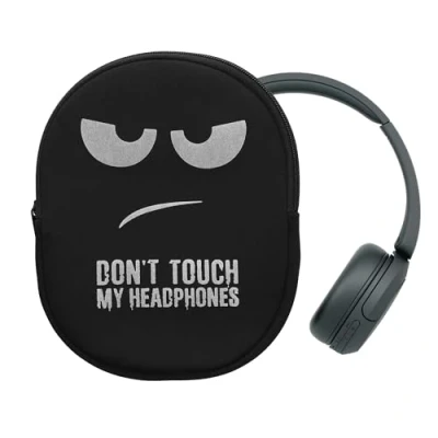 Afbeelding van kwmobile hoes geschikt voor headset / Overear headphone 23 x 18 cm Beschermhoes in Don&#039;t Touch My Headphones design Van neopreen Met print