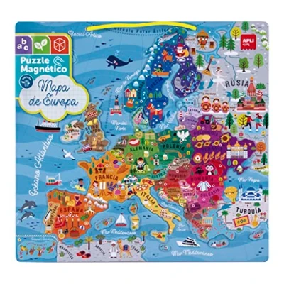 Afbeelding van APLI Kids 19246 magnetische puzzel kaart van Europa spel met 45 magneten om Europese geografie te leren voor kinderen vanaf 5 jaar