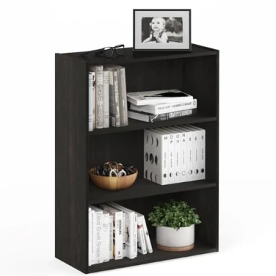 Afbeelding van Furinno Pasir Open boekenkast met 3 verdiepingen, zwart hout