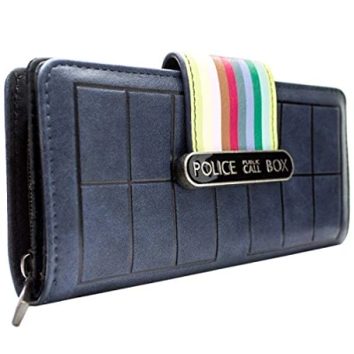 Afbeelding van Doctor Who Tardis strepen blauw één maat portemonnee clutch, Blauw, Koppeling