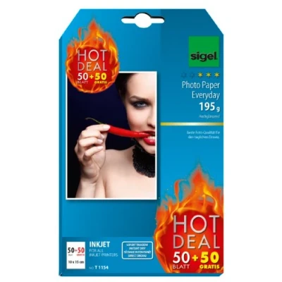 Afbeelding van inkjetfotopapier Sigel 10x15cm wit hoogglans 195gr 50 vel gratis