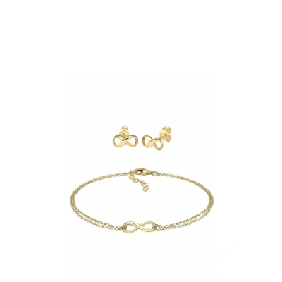 Afbeelding van Elli Jewelry SET Infinity Oorbellen goldcoloured, Dames, Maat: 17, Gold coloured