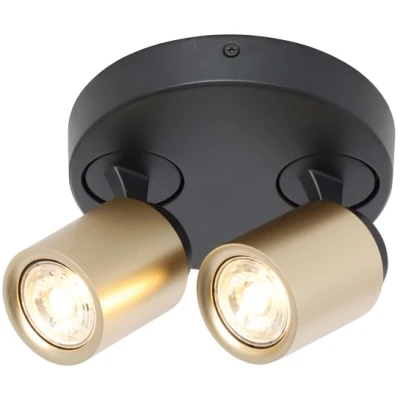 Afbeelding van Freelight Spot Razza 2 lichts L 32 cm GU10 zwart goud