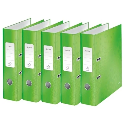 Afbeelding van Leitz WOW Series 10054054 Lot de 5 classeurs qualité à 180 en carton gris laminé Vert Format A4 Dos 8 cm