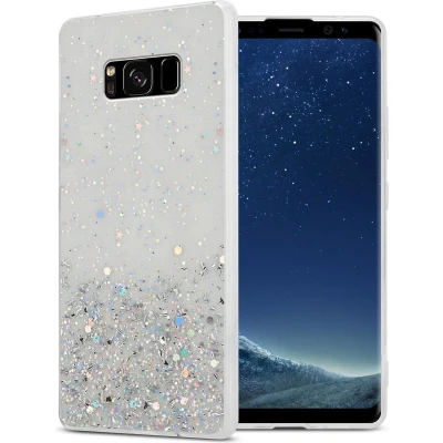 Afbeelding van Cadorabo Hoesje geschikt voor Samsung Galaxy S8 PLUS in Transparant met Glitter Beschermhoes van flexibel TPU silicone fonkelende glitters Case Cover Etui