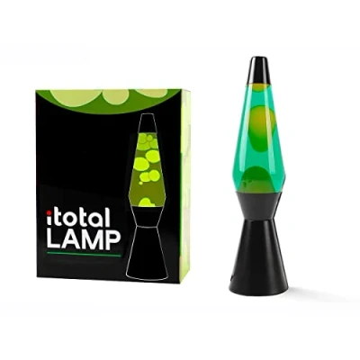 Afbeelding van i Total Lavalamp Lava Lamp Sfeerlamp 40x11 cm Glas/Aluminium 30W Groen met gele Zwart XL2341
