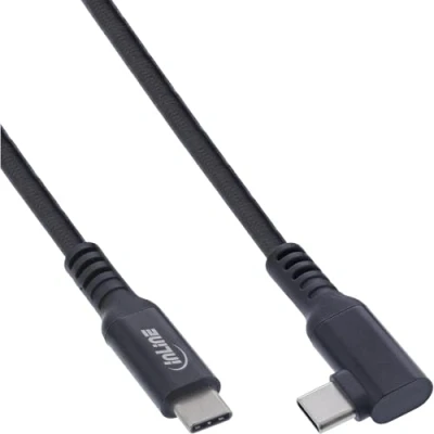 Afbeelding van InLine USB 3.2 Gen.1 kabel, C plug/plug schuin voor VR, zwart, 5m (5 m, Gen 1), kabel
