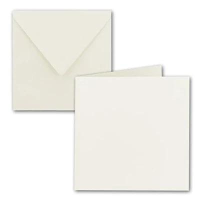 Afbeelding van Vierkante vouwkaarten set 15 x cm met brievenenveloppen voor wenskaarten, uitnodigingen en andere gelegenheden kwaliteitsmerk: FarbenFroh® van GUSTAV Neuser® 25 sets 22 natuurlijk wit