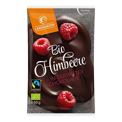 Afbeelding van Landgarten Bio FT framboos zoete chocolade 50 g 10 stuks verpakking