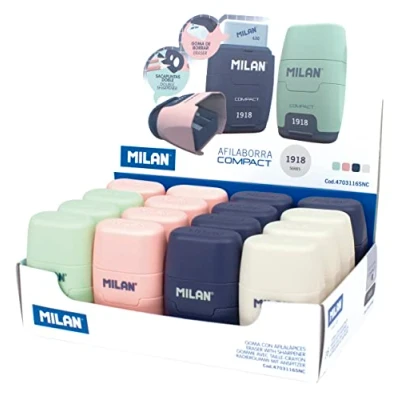 Afbeelding van Milan 4703116SNC potloodslijper Handmatige puntenslijper Blauw, Groen, Roze, Wit