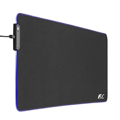Image de Tapis de souris et clavier jeu XXL 80x30cm avec éclairage LED RGB dessous bureau en caoutchouc antidérapant (800x300x4mm)