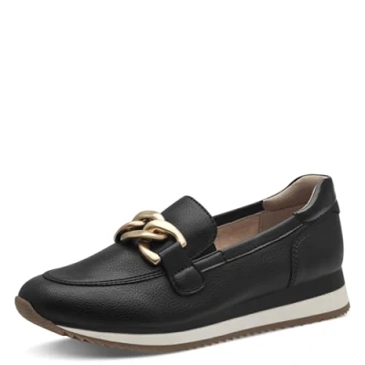 Afbeelding van Jana Elegante en sportieve mocassins voor dames met extra breedte, comfortabel, veganistisch, damesmocassins, Zwart Goud