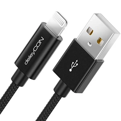 Afbeelding van deleyCON Oplaadkabel, Lightning naar USB, 8 pins, Apple MFi, voor iPhone 14 Pro Max, Pro, Plus, SE, 13 Mini, 12 metalen connector, nylon kabel,