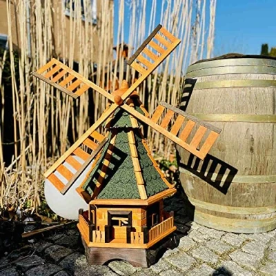 Afbeelding van DARLUX Decoratieve windmolen voor de tuin van hout met kogellagers bruin maten (groen XXL)