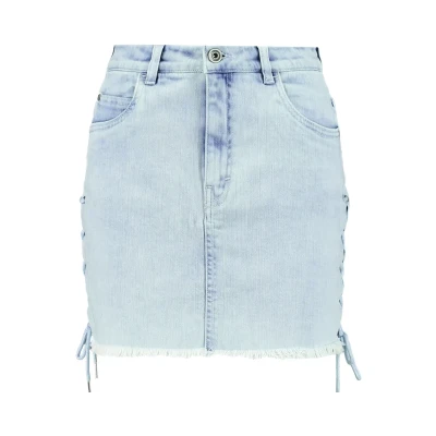 Afbeelding van Urban Classics LACE UP Skirt Jeansrok, Dames, Maat: 27, Blue bleached