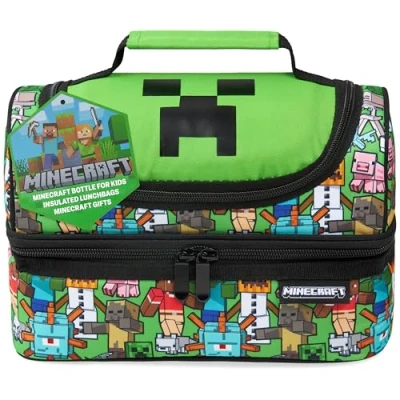 Afbeelding van Minecraft Koeltas voor kinderen, lunchtas, school of reizen, opties met waterfles, cadeau kinderen (meerkleurig)