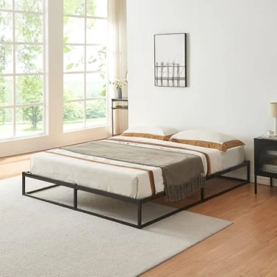 Afbeelding van Metalen bed tweepersoonsbed Trerunta met bedbodem 140x200 cm zwart [en.casa]