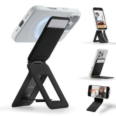 Afbeelding van MOFT kaarthouder mobiele telefoon met hoekverstelling en sterke magneten mini selfiestick voor iPhone 16/15/14/13/12, smartphone (diepzwart)