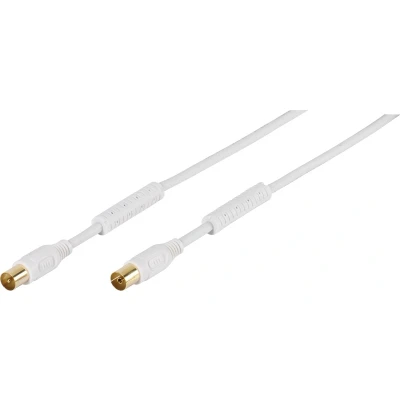 Afbeelding van Vivanco Antenne Aansluitkabel [1x Antennebus 75 Ω 1x Antennestekker Ω] 3.00 m 110 dB Vergulde steekcontacten, Met Ferrietkern Wit