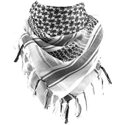 Afbeelding van FREE SOLDIER Shemagh, arabische sjaal, tactische woestijnsjaal, voor heren, 110 x cm, groen en bruin, Wit.