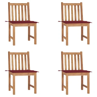 Afbeelding van Tuinstoelen 4 st met kussens massief teakhout