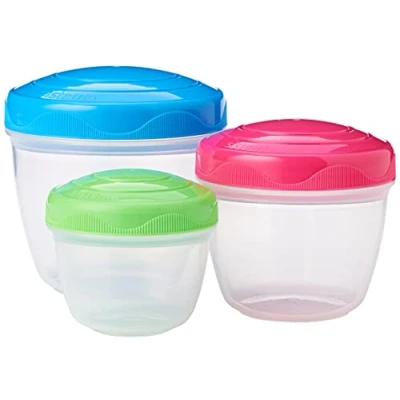 Afbeelding van Sistema Snack &#039;n&#039; Nest TO GO voedselcontainers, 150 ml, 305 520 kleine snackpotjes in elkaar gestoken, BPA vrij, verschillende kleuren, 3 stuks