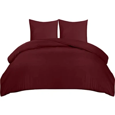 Afbeelding van Utopia Bedding Dekbedovertrekset Zachte dekbedovertrek van microvezel, 240 x 220 cm, met kussenslopen 65 cm Beddengoedset Bordeauxrood