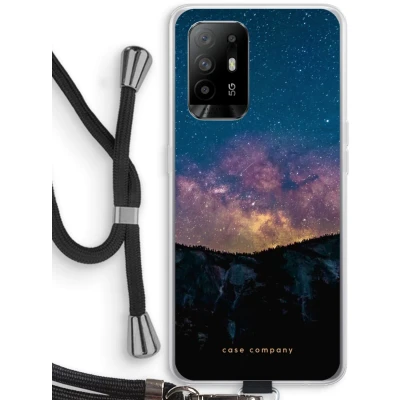 Afbeelding van Case Company® hoesje met Koord geschikt voor Oppo A94 5G Travel to space Telefoonhoesje Zwart Bescherming aan alle Kanten en Over de Schermrand