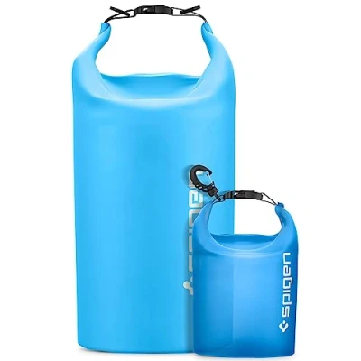 Afbeelding van Spigen Aqua Shield Waterdichte Tas Set [20L+2L] Dry Bag Rugzak Pouch voor Strand Zwemmen Camping Varen Kajakken Sea Blue