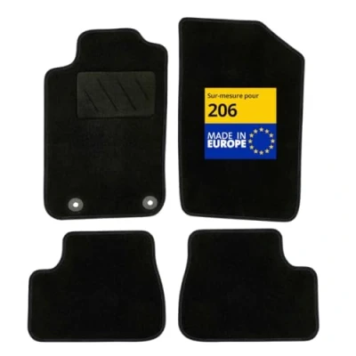 Afbeelding van DBS Automatten op maat gemaakt voor 206/206 SW / 206+ (1998 2013) Vloermatten auto Galaxy tapijt 4 stuks, zwart