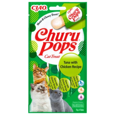 Afbeelding van Inaba Pops Kattensnack Kip Tonijn 4x15 g 4 stuks