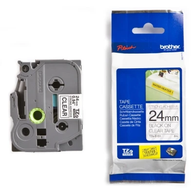 Image de P Touch 550 Brother TZe S151 cassette à ruban forte adhérence 24 mm (d&#039;origine) noir sur transparent