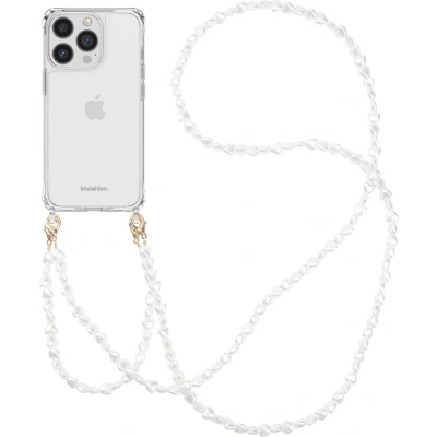 Afbeelding van imoshion Hoesje Geschikt voor iPhone 13 Pro met koord Backcover + armband Parels hartjes transparant