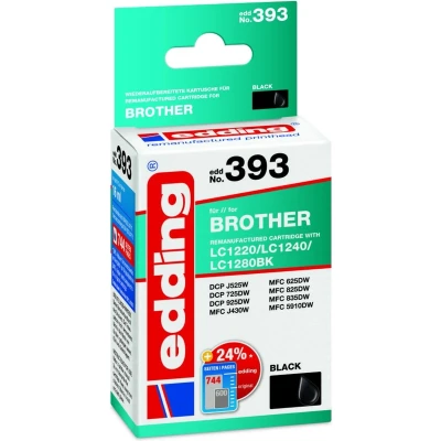 Afbeelding van Edding Inktcartridge vervangt Brother LC 1240BK Compatibel Zwart EDD 393 18