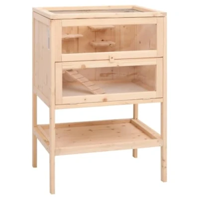 Afbeelding van vidaXL Hamsterkooi 55x40x80 cm massief vurenhout