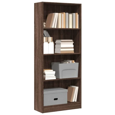 Afbeelding van Boekenkast 60x24x143 cm bewerkt hout bruin eikenkleur