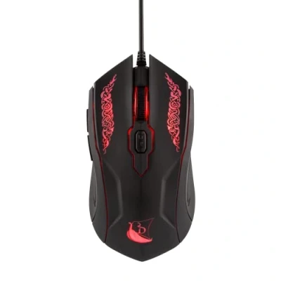 Afbeelding van Konix Drakkar Shaman Gaming muis met led achtergrondverlichting, voor pc, Mac 2400 DPI ergonomische gamingmuis computer 6 toetsen, bekabelde optische USB