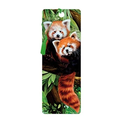 Afbeelding van 3D LiveLife bladwijzer Panda Roux van Deluxebase. met lenticulaire illustraties onder licentie de gerenommeerde kunstenaar Katrina Sokolo