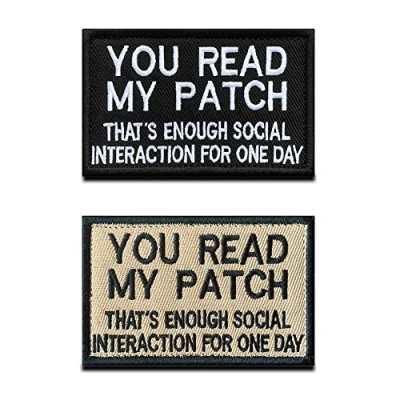 Afbeelding van 2 stuks lees mijn patch, het is genoeg sociale interactie &quot;You Read My patch That&#039;s Enough Social Interaction&quot; grappige compatibel met klittenbandsluiting voor rugzakken, kleding, uniforme stoffen