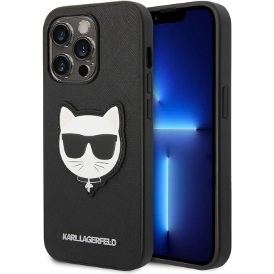 Afbeelding van iPhone 14 Pro Max Backcase hoesje Karl Lagerfeld Effen Zwart TPU (Zacht)
