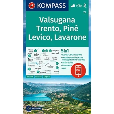 Afbeelding van KOMPASS Wanderkarte 75 Valsugana, Trento, Piné, Levico, Lavarone 1:50.000