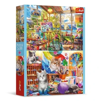 Afbeelding van Trefl 2 in 1 puzzel: De kunst van het schilderen x 500 stukjes Set twee puzzels, DIY, creatief entertainment, voor volwassenen en kinderen vanaf 10 jaar
