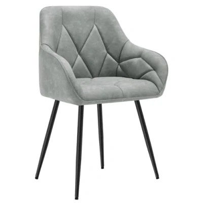 Afbeelding van WOLTU EZS03gr 1 eetkamerstoel/keuken/woonkamer, ergonomisch, gevoerd, met armleuningen, zitting van vintage kunstleer, metalen poten, grijs